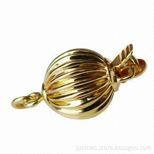 14K gold/corrugated ball/necklace clasp